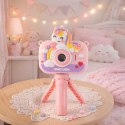 Aparat fotograficzny cyfrowy dla dzieci na statywie jednorożec różowy
