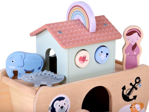 Drewniana Arka Noego + figurki zwierząt Edukacyjna zabawka Sorter