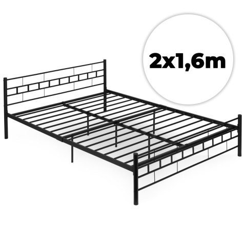 Łóżko metalowe 160x200 cm ze stelażem czarna rama ModernHome