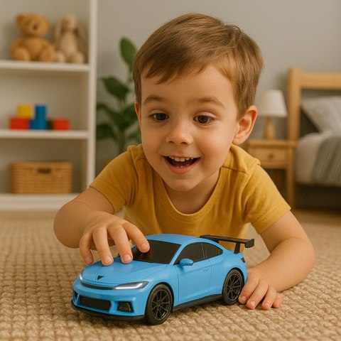 Samochód Sportowy Elektryczny Zdalnie Sterowany Stacja Ładująca Niebieski