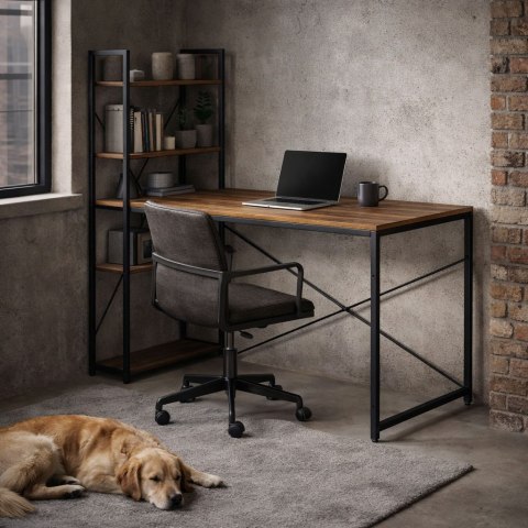 Biurko komputerowe szkolne 120x60 cm regał z 3 półkami loft ModernHome