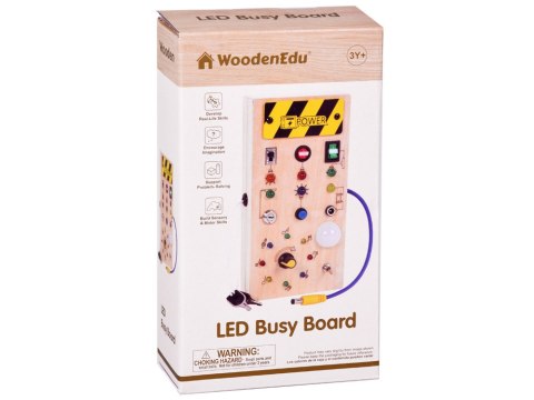 Drewniana TABLICA manipulacyjna Montessori - elektryczne diody LED ZA5944
