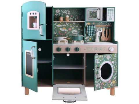 Duża kuchnia drewniana retro vintage lodówka pralka akcesoria