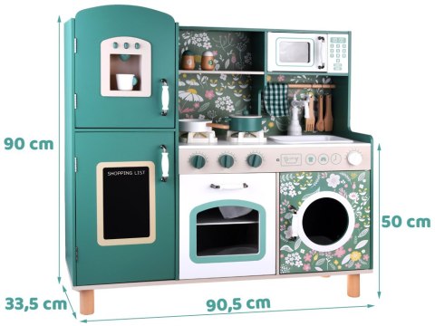 Duża kuchnia drewniana retro vintage lodówka pralka akcesoria