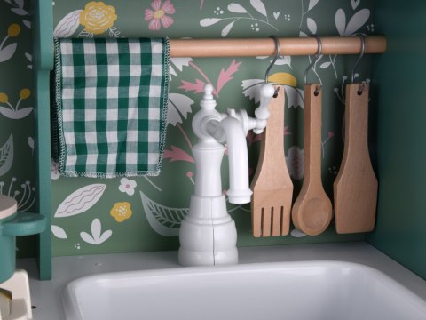 Duża kuchnia drewniana retro vintage lodówka pralka akcesoria