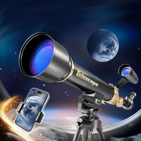 Teleskop Astronomiczny Edukacyjny Aluminiowy Akcesoria Statyw 1.35 M