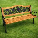 ŁAWKA OGRODOWA DREWNIANA METALOWA ŁAWECZKA PARKOWA CMENTARNA Z OPARCIEM