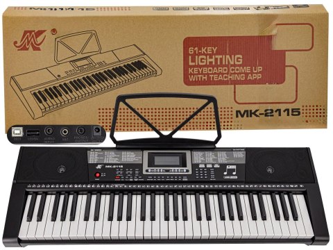 Keyboard MK-2115 Organy, 61 Klawiszy, Zasilacz, Podświetlane Klawisze Przecena 4