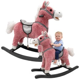 Koń Na Biegunach 74 cm Dźwięki Różowy
