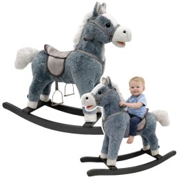 Koń Na Biegunach 74 cm Dźwięki Szary