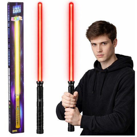 Miecz Laserowy Świetlny LED Z Dźwiękami Metalowa Rękojeść 75 cm