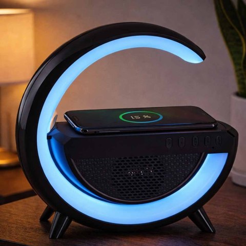 Lampka LED RGB ładowarka indukcyjna radio