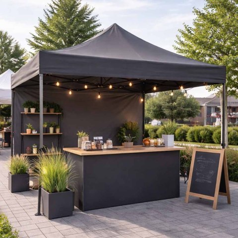 Pawilon ogrodowy LUARO namiot imprezowy handlowy altana 3x3m czarny