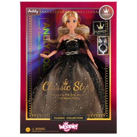 ROYAL Lalka Lily 30 cm Długie Blond Włosy Czarna Suknia Balowa