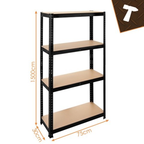 Regał magazynowy - czarny 150x75x30 Bigstren