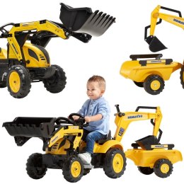 FALK Traktor na Pedały Komatsu z Łyżką Koparką i Przyczepą 2-5 lat