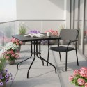 Stolik ogrodowy kwadratowy 80 cm szkło hartowane otwór na parasol czarny MultiGarden