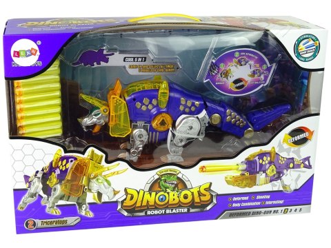 2w1 Dinozaur Pistolet na Strzałki Fioletowy Triceratops Tarcza