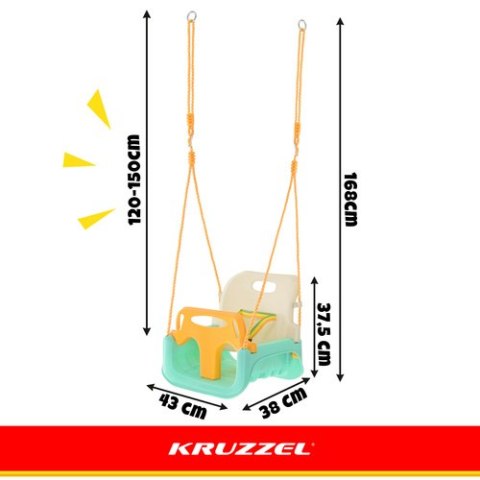 Huśtawka dla dzieci 3w1 kremowo-turkusowa Kruzzel