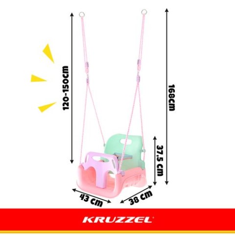 Huśtawka dla dzieci 3w1 pastelowa Kruzzel