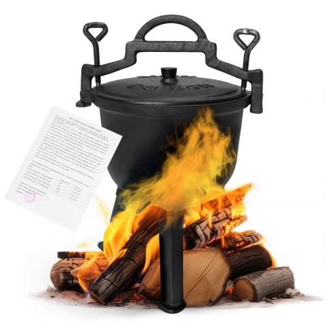 Kociołek żeliwny emaliowany 5L stojący garnek myśliwski ognisko grill MultiGarden