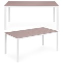 Stół ogrodowy 6-osobowy 156x78 cm polywood meble na taras beżowe białe MultiGarden