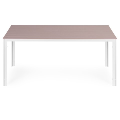 Stół ogrodowy 6-osobowy 156x78 cm polywood meble na taras beżowe białe MultiGarden