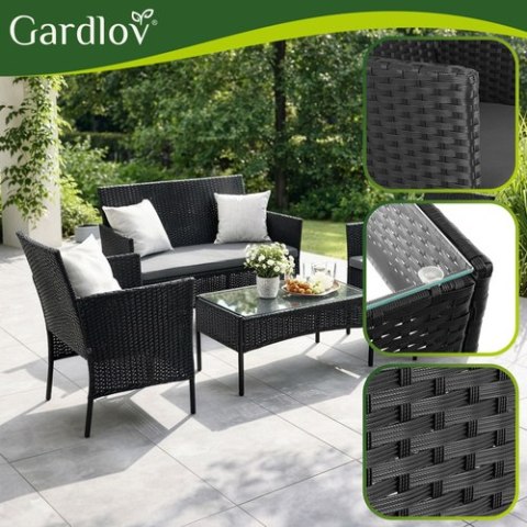 Meble ogrodowe rattanowe czarne Gardlov 26908