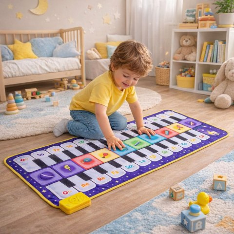 Muzyczna Mata Edukacyjna Taneczna Interaktywna Pianinko Kosmos 120 x 48 cm