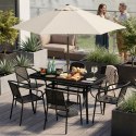 Stół ogrodowy 140x80 cm szkło hartowane otwór na parasol czarny MultiGarden