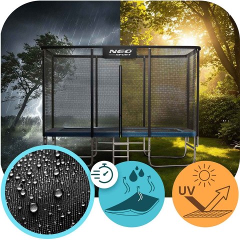 Trampolina ogrodowa prostokątna 12x8ft/366x244cm z siatką zewnętrzną i drabinką Neo-Sport