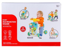 Wielofunkcyjny Interaktywny Jeździk Pchacz Chodzik Edukacyjny Stolik Grający 4w1 Niebieski Przecena 1