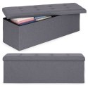 Pufa pikowana 111x38 cm ze schowkiem tapicerowana ława skrzynia ciemnoszara ModernHome