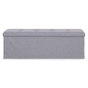 Pufa pikowana 111x38 cm ze schowkiem tapicerowana ława skrzynia jasnoszara ModernHome