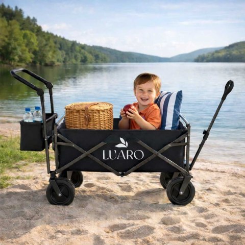 Wózek transportowy LUARO plażowy składany z daszkiem i siatką