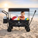 Wózek transportowy LUARO plażowy składany z daszkiem i siatką