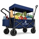 Wózek transportowy LUARO plażowy składany z daszkiem i siatką