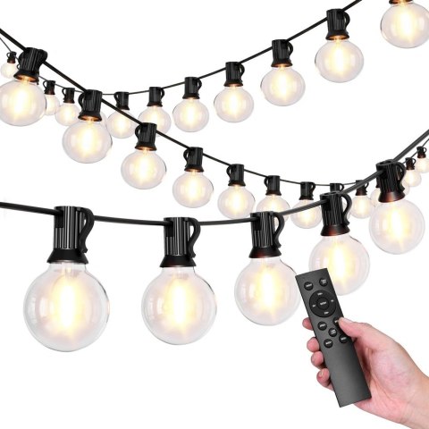 Girlanda ogrodowa świetlna łańcuch 30x LED 20m 9 trybów lampki ogrodowe 9W