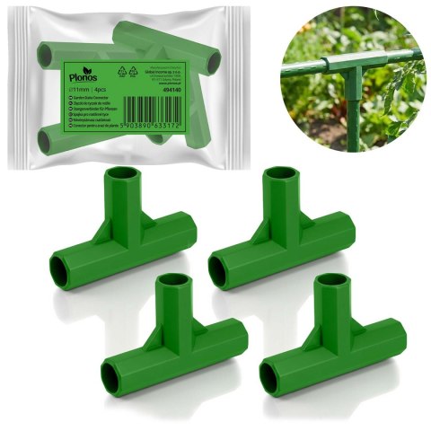Złączki do tyczek 11mm typu 3 do pomidorów roślin Plonos PL-941 zielone 4szt