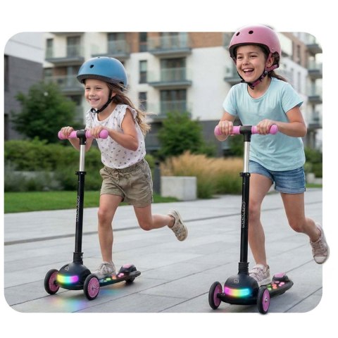 Hulajnoga trójkołowa dla dzieci balansowa LED Ricokids Glowi - czarno-różowa