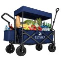 Wózek transportowy LUARO plażowy składany z daszkiem i siatką