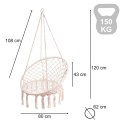 Huśtawka fotel bocianie gniazdo z oparciem ecru 80cm