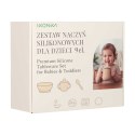 Naczynia silikonowe dla dzieci niemowląt krab zestaw 9 elementów ciemny róż