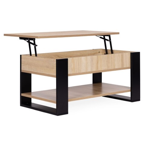 Stolik kawowy rozkładany blat podnoszony 90 cm schowek półka dąb sonoma ModernHome