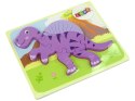 Drewniane Puzzle Dinozaur Corythosaurus Różowy Spinosaurus Fioletowy