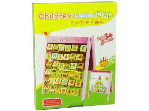 Tablica Edukacyjna Drewniana 2w1 Magnesy Klocki Literki Obrazki Alfabet