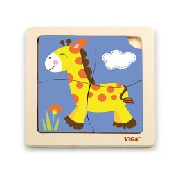 Viga Klocki drewniane 51319 Puzzle na podkładce - Żyrafa