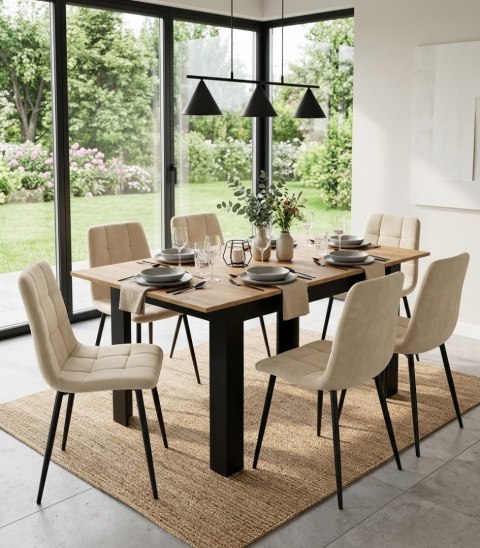 Stół rozkładany prostokątny 120-160x80 cm do kuchni jadalni dla 4-6 osób dąb craft