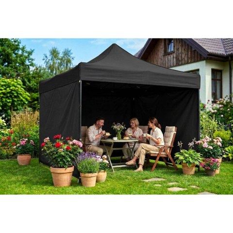 Pawilon ogrodowy 3 scianki 3 x 3m czarny Plonos