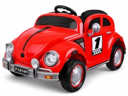 Autko na akumulator dla dziecka czerwony GARBUS retro efekt bujania PA0349